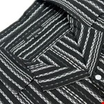 Mechmoto SS Knitted Stripe Shirt Black - black/white stripe